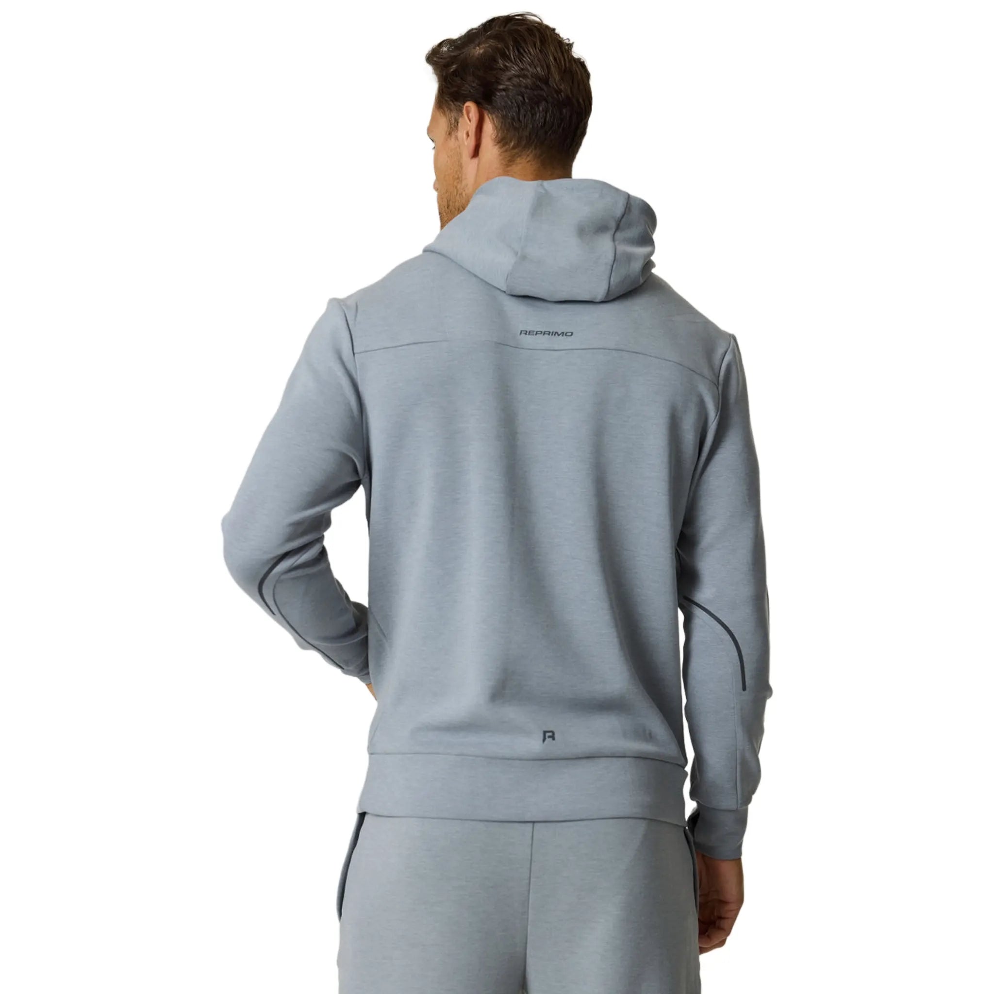 Back View of Reprimo Motion Grey Marl Hoodie REP244-138